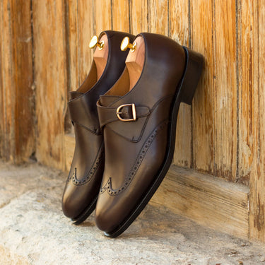 DapperFam Brenno in Dark Brown Men's Italian Leather Single Monk