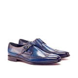 DapperFam Brenno in Denim Men's Hand-Painted Patina Single Monk in Denim