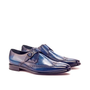 DapperFam Brenno in Denim Men's Hand-Painted Patina Single Monk in Denim