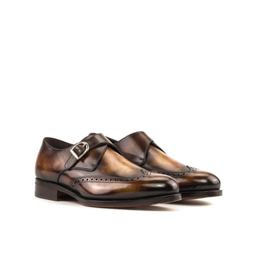 DapperFam Brenno in Fire Men's Hand-Painted Patina Single Monk in Fire