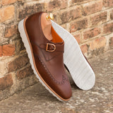 DapperFam Brenno in Med Brown Men's Italian Leather Single Monk — Style 3616