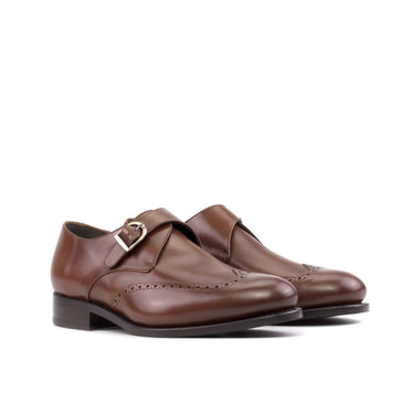 DapperFam Brenno in Med Brown Men's Italian Leather Single Monk in Med Brown
