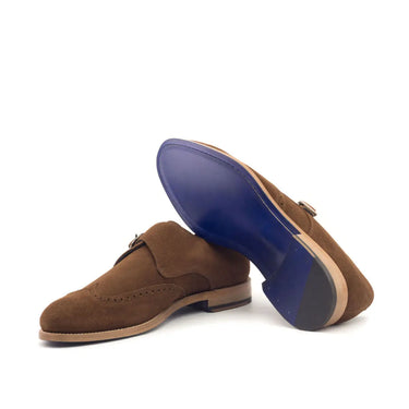 DapperFam Brenno in Med Brown Men's Lux Suede Single Monk