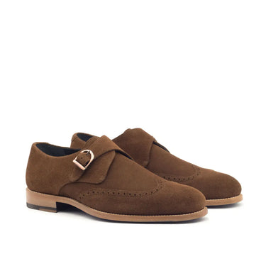 DapperFam Brenno in Med Brown Men's Lux Suede Single Monk in Med Brown