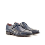 DapperFam Brenno in Navy Men's Italian Leather Single Monk in Navy