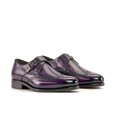 DapperFam Brenno in Purple Men's Hand-Painted Patina Single Monk in Purple