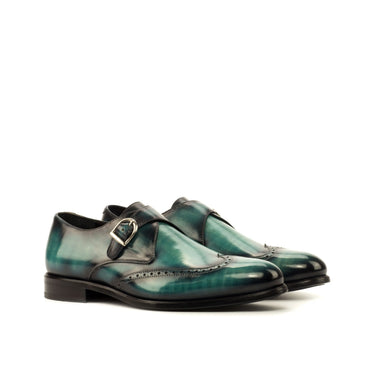 DapperFam Brenno in Turquoise Men's Hand-Painted Patina Single Monk in Turquoise