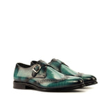 DapperFam Brenno in Turquoise Men's Hand-Painted Patina Single Monk