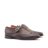 DapperFam Brenno in Tweed / Dark Brown Men's Sartorial & Italian Leather Single Monk