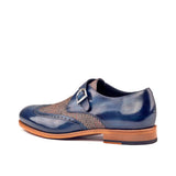 DapperFam Brenno in Tweed / Denim Men's Sartorial & Hand-Painted Patina Single Monk