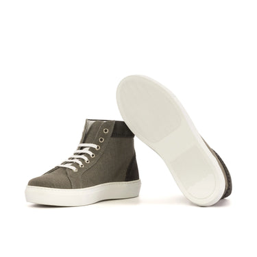 DapperFam Dante in Grey Women's Linen & Lux Suede High Top