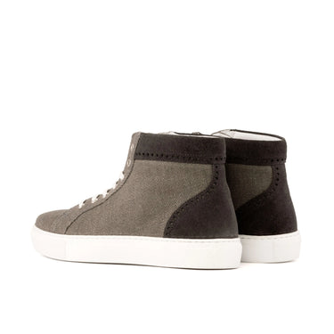 DapperFam Dante in Grey Women's Linen & Lux Suede High Top