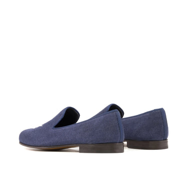 DapperFam Enzo in Navy Men's Linen & Grossgrain Slipper