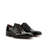 DapperFam Fabrizio in Black Men's Embossed & Italian Patent Leather Saddle in Black