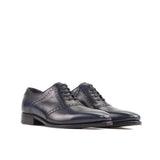 DapperFam Fabrizio in Navy Men's Italian Leather Saddle in Navy