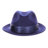DapperFam Fellini Crushable Wool Fedora in Navy Blue
