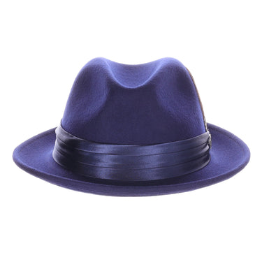 DapperFam Fellini Crushable Wool Fedora in Navy Blue