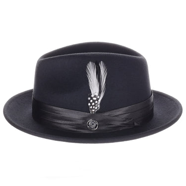DapperFam Fellini Crushable Wool Fedora in Black