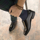 DapperFam Giuliano in Black Men's Patent Leather Whole Cut — Style 5522