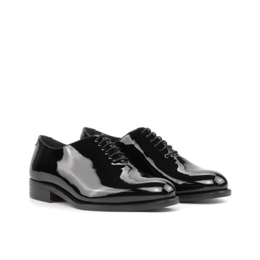 DapperFam Giuliano in Black Men's Super Soft Patent Leather Whole Cut in Black