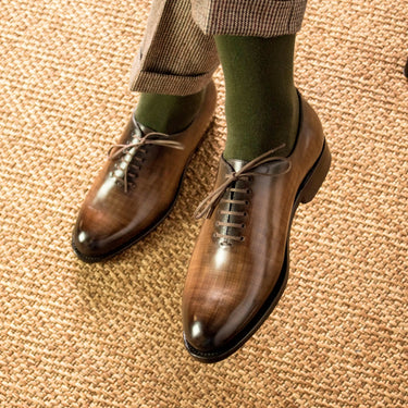 DapperFam Giuliano in Brown Men's Hand-Painted Patina Whole Cut