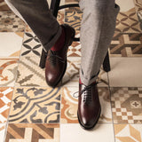 DapperFam Giuliano in Burgundy Men's Italian Leather Whole Cut — Style 5388