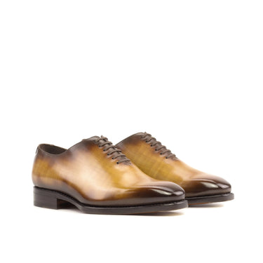 DapperFam Giuliano in Cognac Men's Hand-Painted Patina Whole Cut in Cognac