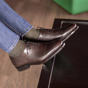 DapperFam Giuliano in Dark Brown Men's Italian Leather Whole Cut