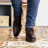 DapperFam Giuliano in Dark Brown Men's Vitello Leather Whole Cut