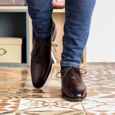 DapperFam Giuliano in Dark Brown Men's Vitello Leather Whole Cut