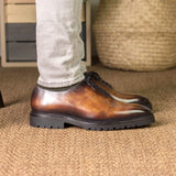 DapperFam Giuliano in Fire Men's Hand-Painted Patina Whole Cut