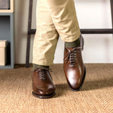 DapperFam Giuliano in Med Brown Men's Vitello Leather Whole Cut