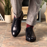 DapperFam Giuliano in Navy Men's Italian Leather Whole Cut