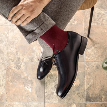 DapperFam Giuliano in Navy Men's Italian Leather Whole Cut