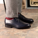 DapperFam Giuliano in Navy Men's Italian Leather Whole Cut