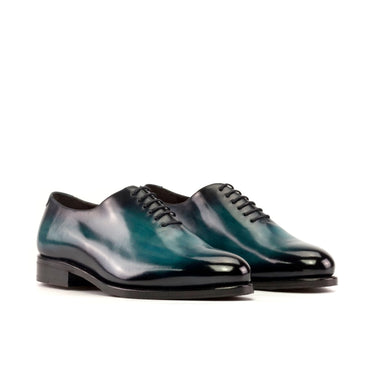 DapperFam Giuliano in Turquoise Men's Hand-Painted Patina Whole Cut in Turquoise #color_ Turquoise