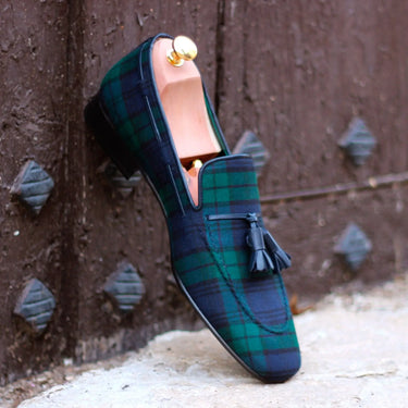 DapperFam Khalil in Blackwatch Men's Sartorial Slipper in Blackwatch D - Standard Width