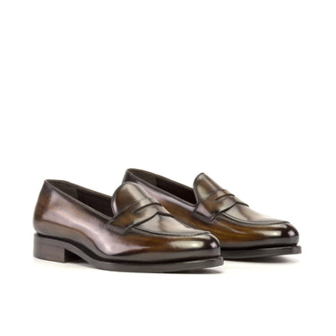 DapperFam Luciano in Brown Men's Hand-Painted Patina Loafer in Brown