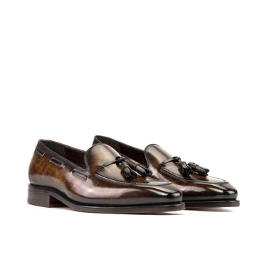 DapperFam Luciano in Brown Men's Hand-Painted Patina Loafer in Brown #color_ Brown