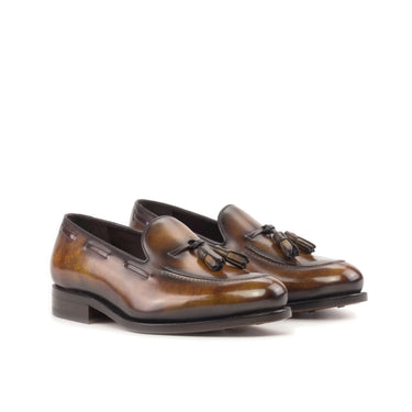 DapperFam Luciano in Fire Men's Hand-Painted Patina Loafer in Fire