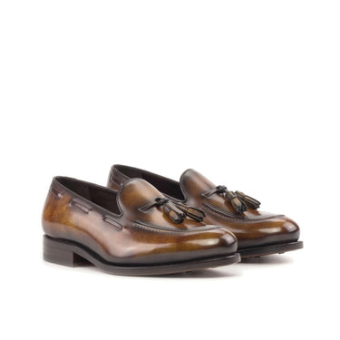 DapperFam Luciano in Fire Men's Hand-Painted Patina Loafer in Fire #color_ Fire