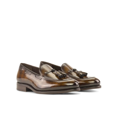 DapperFam Luciano in Tobacco Men's Hand-Painted Patina Loafer in Tobacco #color_ Tobacco