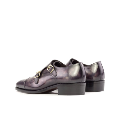 DapperFam Monaco in Aubergine Men's Hand-Painted Patina Double Monk