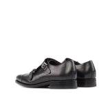 DapperFam Monaco in Black Men's Italian Leather Double Monk
