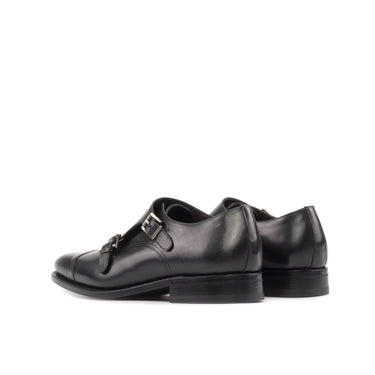 DapperFam Monaco in Black Men's Italian Leather Double Monk