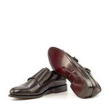 DapperFam Monaco in Black Men's Italian Leather Double Monk