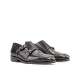 DapperFam Monaco in Black Men's Italian Leather Double Monk — Style 5262