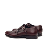 DapperFam Monaco in Burgundy Men's Italian Full Grain Leather Double Monk