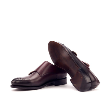 DapperFam Monaco in Burgundy Men's Italian Leather Double Monk