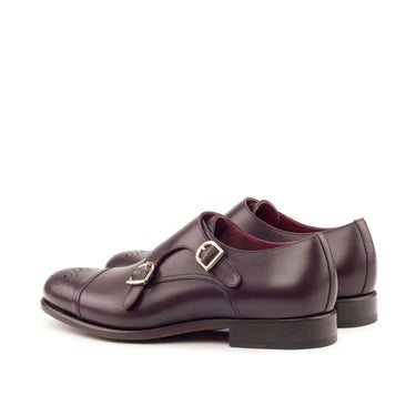 DapperFam Monaco in Burgundy Men's Italian Leather Double Monk